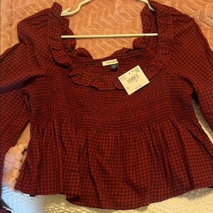 American Eagle Outfitters Red Plaid Women's Blouse